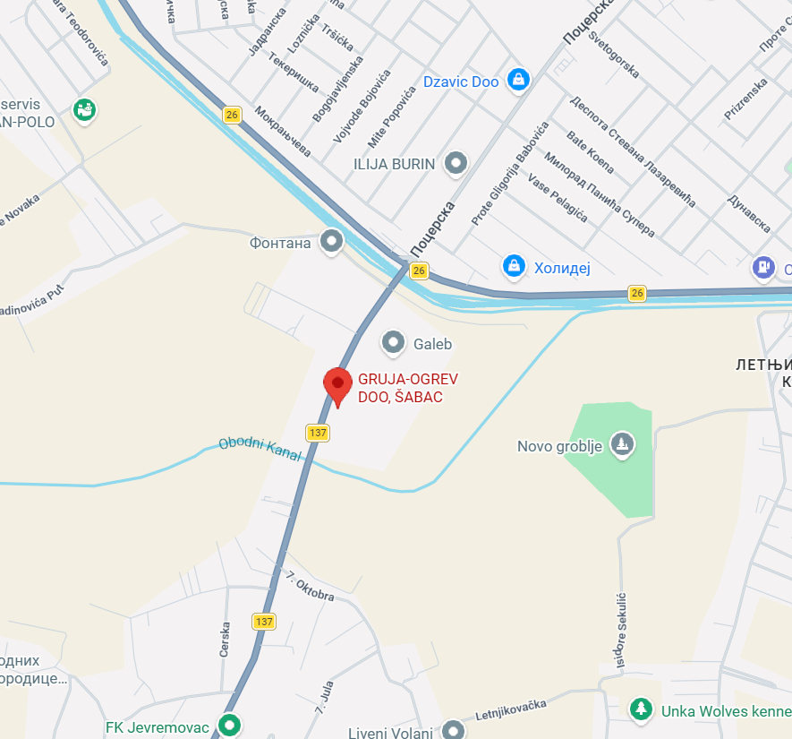 Mapa — Gruja Ogrev, Pocerska bb, Šabac